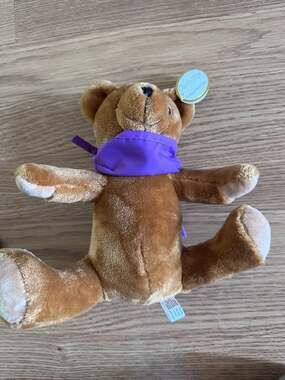 Curto Toy Brown Plush Teddy Bear with Purple Scarf